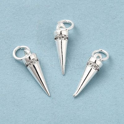 Rack Plating Brass Micro Pave Cubic Zirconia Charms KK-E081-17S-1