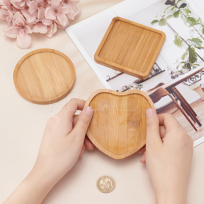 3Pcs 3 Style Wooden Mosaic Coaster Base Bottom Embryo AJEW-GF0004-31-1