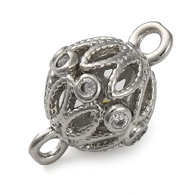 Brass Micro Pave Clear Cubic Zirconia Connector Charms KK-A230-06E-P-1