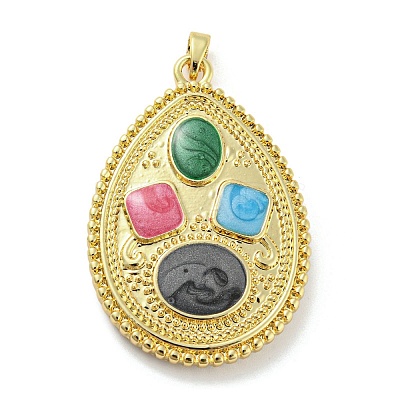 Rack Plating Brass Enamel Pendants KK-Q804-25G-1