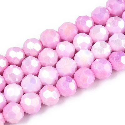 Anti-Tarnish Electroplate Glass Beads Strands EGLA-T021-8mm-15-02-1