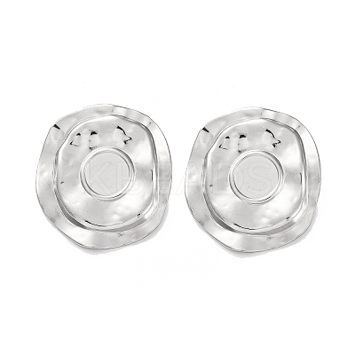 304 Stainless Steel Flat Round Stud Earrings EJEW-K295-19P-1