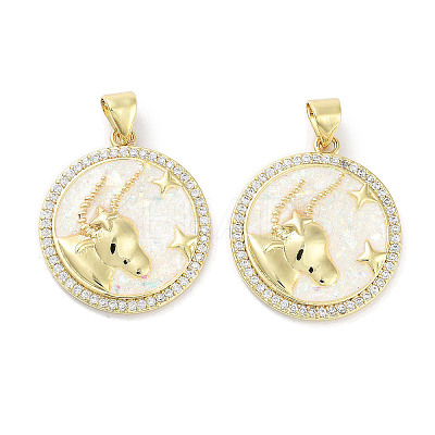 Brass Micro Pave Clear Cubic Zirconia Pendants KK-L213-010G-08-1