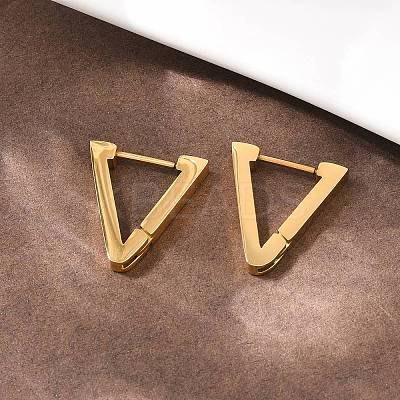 304 Stainless Steel Triangle Hoop Earrings EJEW-P324-01G-1