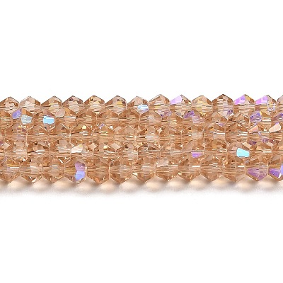 Transparent Electroplate Glass Beads Strands GLAA-F029-4mm-D12-1