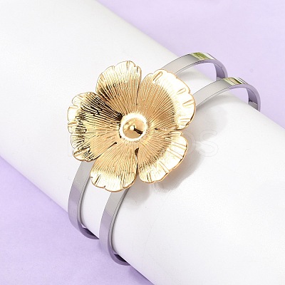 Two-Tone 304 Stainless Steel Cuff Bangles for Women BJEW-Z170-01GP-02-1