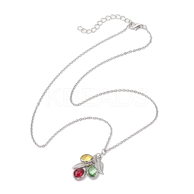 Stainless Steel and Glass Pendant Necklaces NJEW-JN04701-1