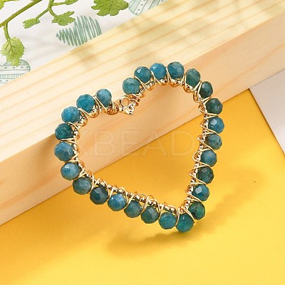 Heart Natural Faceted Apatite Pendants PALLOY-JF00511-04-1