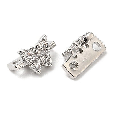 Brass Micro Pave Clear Cubic Zirconia Connector Charms KK-B074-03P-1