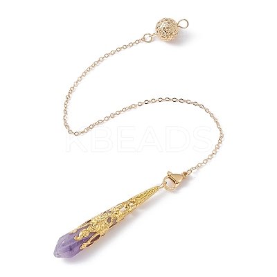 Natural Mixed Gemstone Pointed Dowsing Pendulums PALLOY-JF02149-1