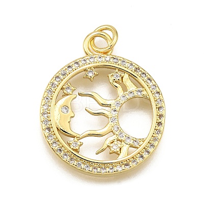 Rack Plating Brass Micro Pave Cubic Zirconia Pendants KK-K401-48A-G-1