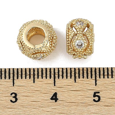 Brass Micro Pave Cubic Zirconia Rondelle European Beads KK-I719-19G-1