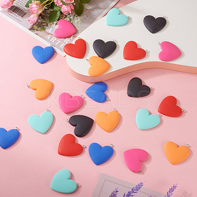 24Pcs 6 Colors Opaque Resin Pendants CRES-TA0001-20-1