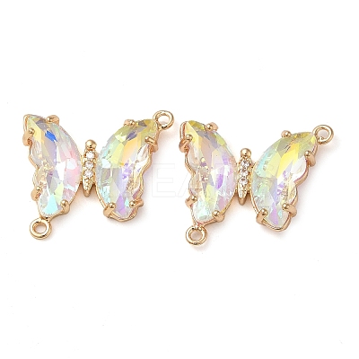 Brass Pave Faceted Glass Connector Charms FIND-Z020-04P-1