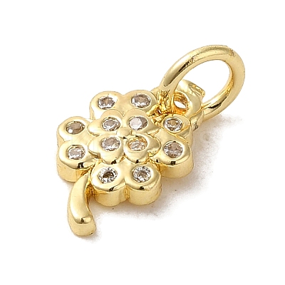Brass Micro Pave Clear Cubic Zirconia Pendants KK-R162-006B-G-1