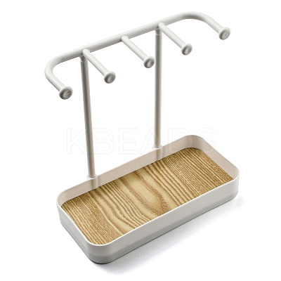 Plastic Jewelry Display Stand with Wood Tray LS-AJEW-Z032-02B-1