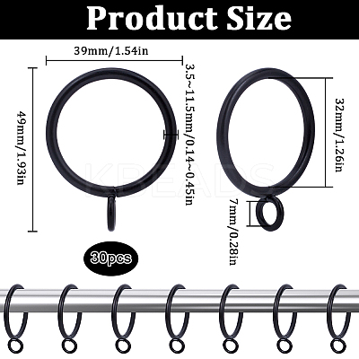 30Pcs Iron Curtain Rings with Eyelet IFIN-SP0001-16A-1