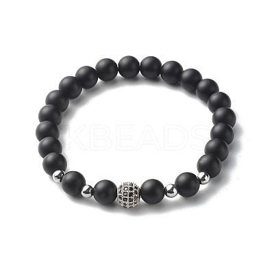Reiki Crystal Natural Chalcedony Imitation Aquamarine Stretch Bracelets Set for Men Women BJEW-JB06806-01-1