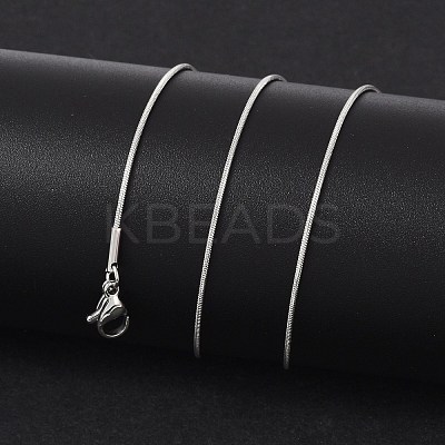 Tarnish Resistant Classic Plain 304 Stainless Steel Mens Womens Snake Chain Necklaces STAS-M174-018P-B-1