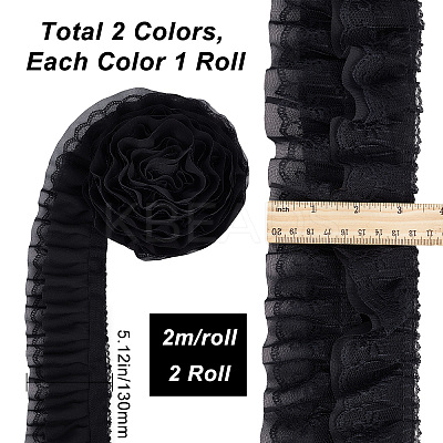 4M 2 Colors 3-Layer Pleated Chiffon Flower Lace Trim OCOR-GF0002-35-1