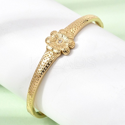 304 Stainless Steel Crystal Rhinestone Hinged Cuff Bangles for Women SA-CBA61B8-07G-1