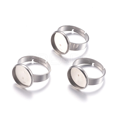 Non-Tarnish 304 Stainless Steel Pad Ring Settings X-STAS-G173-19P-8mm-1