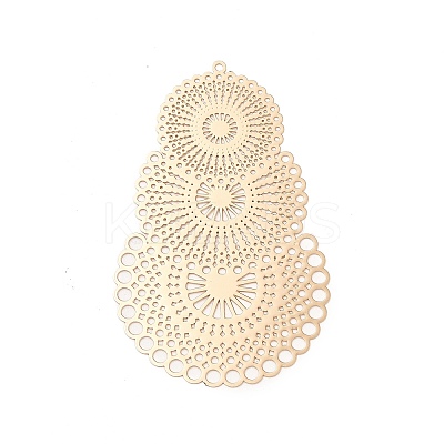 Rack Plating Brass Filigree Big Pendants KKC-K001-07KCG-1