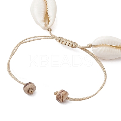 Ocean Theme Adjustable Cowrie Shell & Coconut Braided Bead Bracelets BJEW-JB11461-02-1