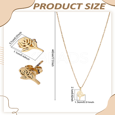 304 Stainless Steel Pendant Necklaces & Stud Earrings Sets SJEW-LP0001-21-1