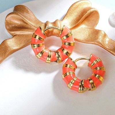 Enamel Striped Thick Hoop Earrings JE1110F-1