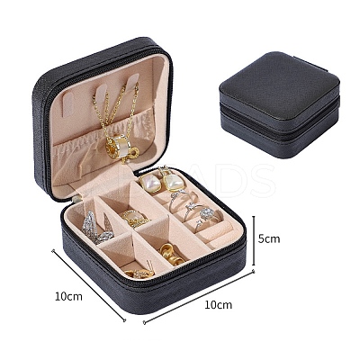 Square PU Leather Jewelry Organizer Zipper Boxes PW-WG92942-04-1