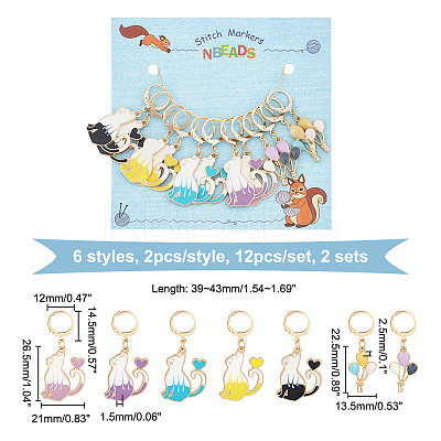 Alloy Enamel Pendant Locking Stitch Markers HJEW-AB00158-1