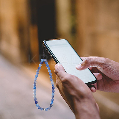 2Pcs 2 Styles Natural Blue Aventurine & Flower Amazonite Beaded Mobile Phone Lanyard Wrist Strap AJEW-AN0007-48-1