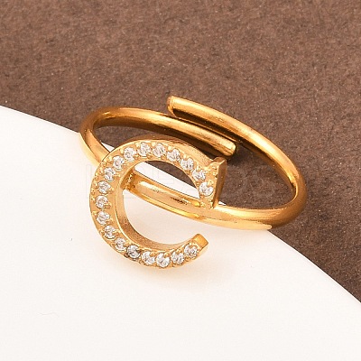 304 Stainless Steel Micro Pave Cubic Zirconia Cuff Open Rings RJEW-D336-01G-05-1