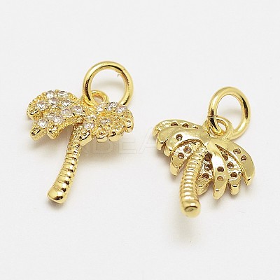 Brass Micro Pave Grade AAA Cubic Zirconia Charms KK-P057-06-NR-1