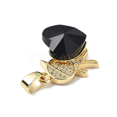 Real 18K Gold Plated Rack Plating Brass Micro Pave Clear Cubic Zirconia Pendants KK-C015-21G-17-1