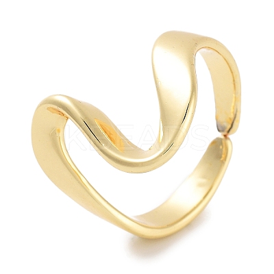 Heart Rack Plating Brass Open Cuff Rings RJEW-Z059-16G-1