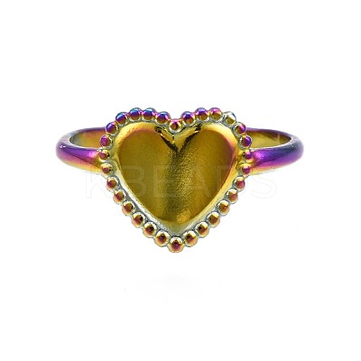 304 Stainless Steel Heart Cuff Ring RJEW-N038-108-1