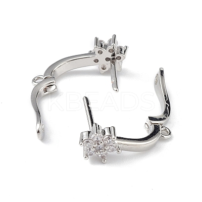 Brass Flower Hoop Earring Findings ZIRC-L097-054P-1