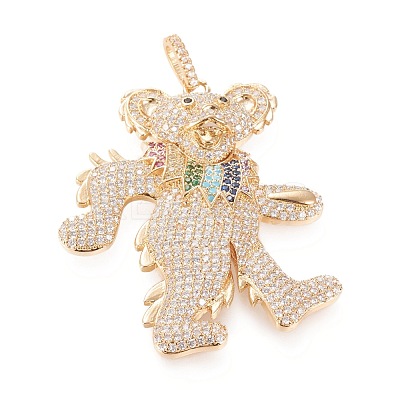 Brass Micro Pave Cubic Zirconia Pendants KK-R138-001G-1