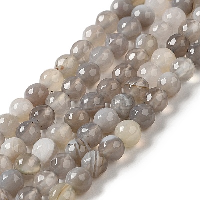 Natural Striped Agate/Banded Agate Beads Strands G-A246-8mm-02-1