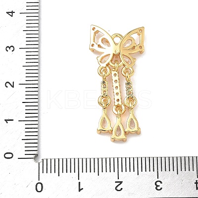 Brass Micro Pave Clear Cubic Zirconia Tassels Pendants KK-H526-06G-1