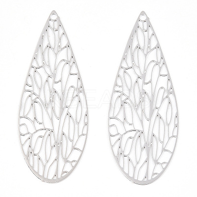 Rack Plating Brass Filigree Pendants X-KKC-T001-68P-1