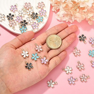 50Pcs 5 Colors Alloy Enamel Pendants ENAM-CJ0002-39-1
