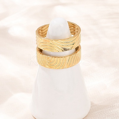 304 Stainless Steel Cuff Open Rings for Women LS-RJEW-H255-01G-06-1