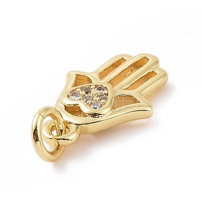 Brass Micro Pave Cubic Zirconia Palm Charms KK-C012-08G-1