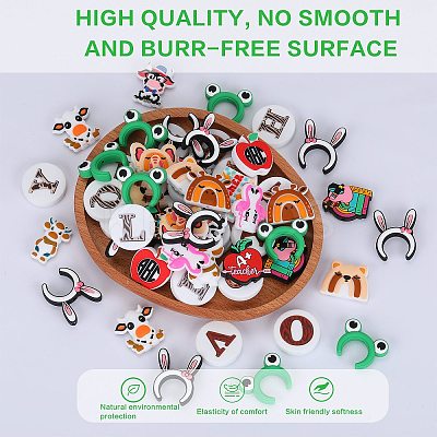 10Pcs 5 Styles Cattle Food Grade Eco-Friendly Silicone Beads SIL-SZ0001-69-1