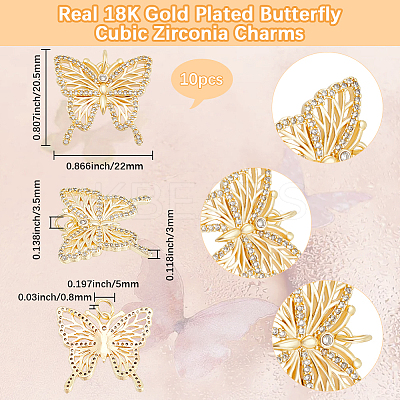 10Pcs Brass Micro Pave Cubic Zirconia Pendants KK-BBC0016-79-1