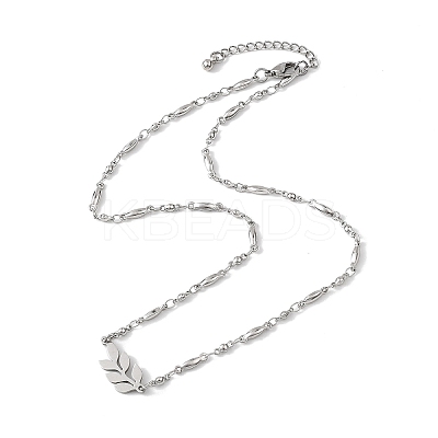 201 Stainless Steel Leaf Pendant 304 Stainless Steel Chain Necklaces NJEW-JN05674-1