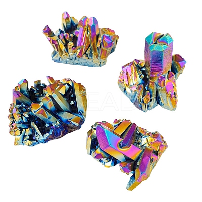 Electroplated Natural Druzy Quartz Crystal Cluster Ornaments PW-WG24416-05-1